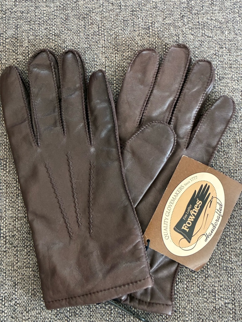 Women’s Brown Leather Gloves Cashmere Lined Size Medium